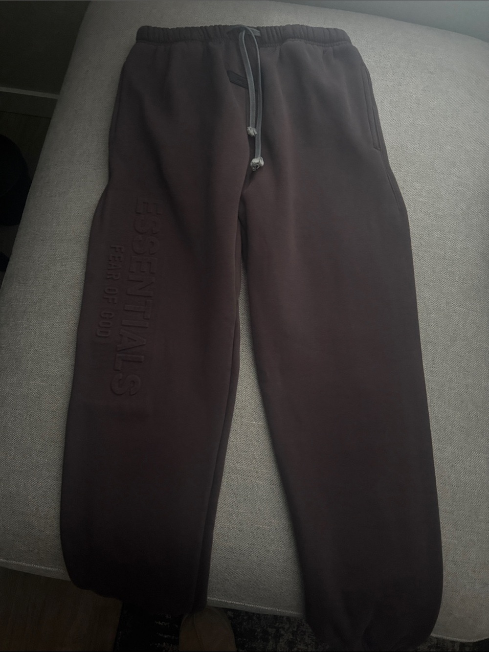 Essentials Brown Embossed Logo Sweatpants